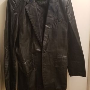 Vintage Hill & Archer Men's Black Leather Jacket Size 42